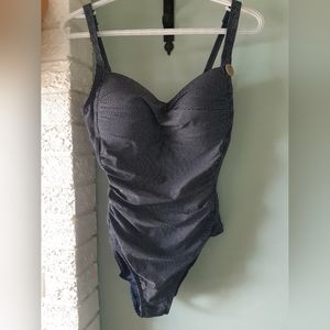 Navy and white polka dot Nip tuck Swimsuit size 10